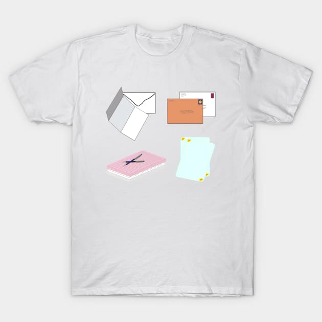 Snail Mail Happy Mail (Separate Items Version – White Background) T-Shirt by Art By LM Designs 